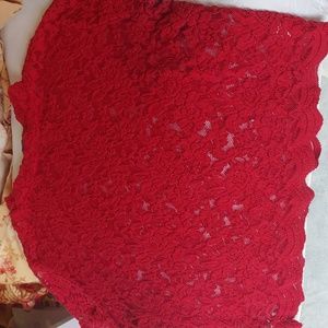 Red lace crop top. Size Med